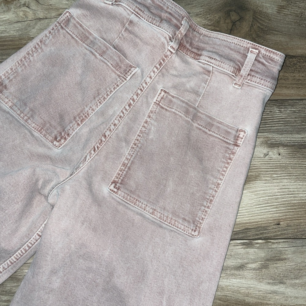 ZARA Jeans Womens 2 Pink Wide Leg Baggy High Rise Stretch Denim Zip Barbiecore